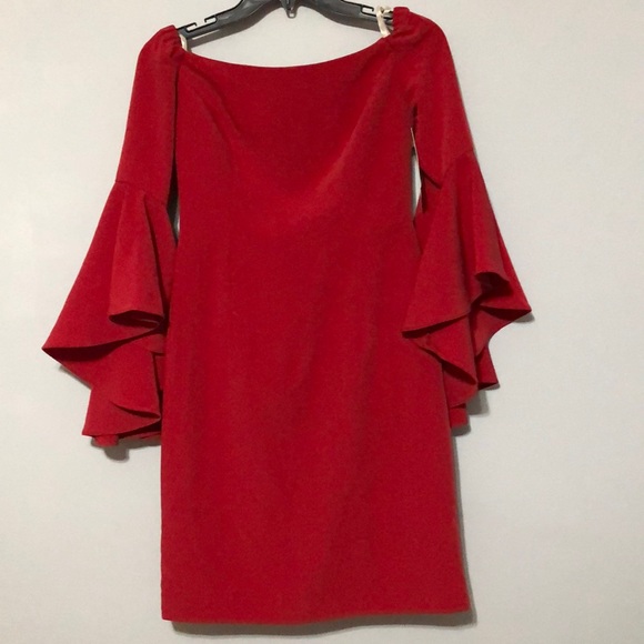 Boston proper red off shoulder sexy casual dress - Picture 2 of 10